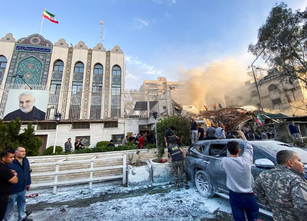 First responders at the smoldering rubble and reported at least six people killed in the airstrike.