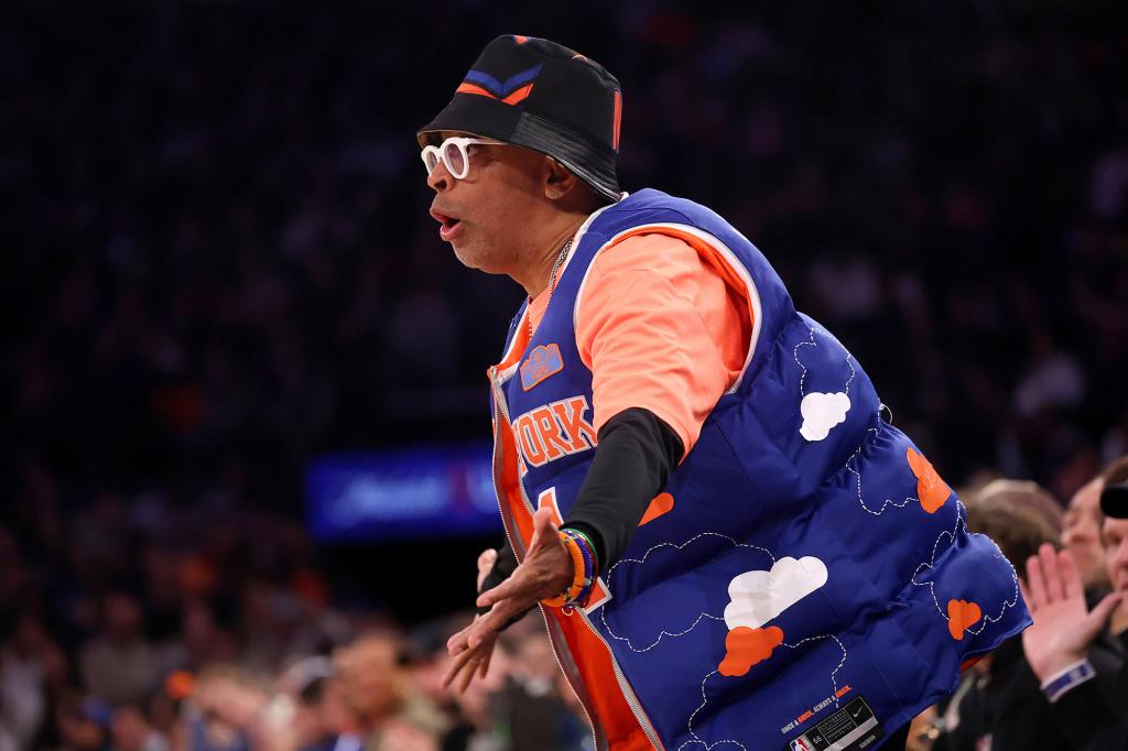 Spike Lee is pictured during the Knicks' name against the Nets last month.