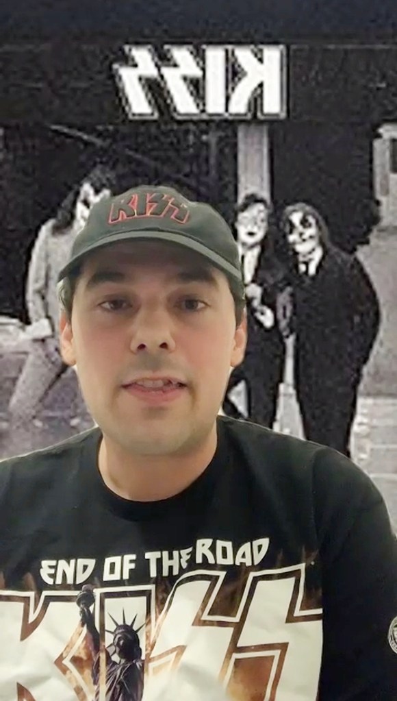 KISS fan Michael Fame in a kiss baseball cap and a kiss t-shirt