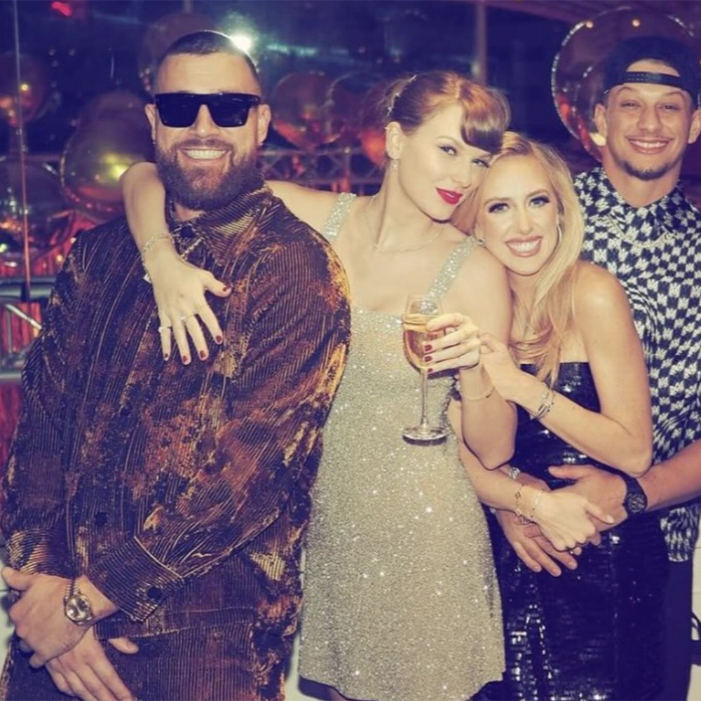 Travis Kelce, Taylor Swift, Brittany Mahomes and Patrick Mahomes ring in the New Year. 