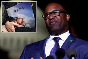 Rep. Jamaal Bowman (D-NY) speaks at a news conference calling for a ceasefire in Gaza outside the U.S. Capitol building on November 13, 2023 in Washington, DC.