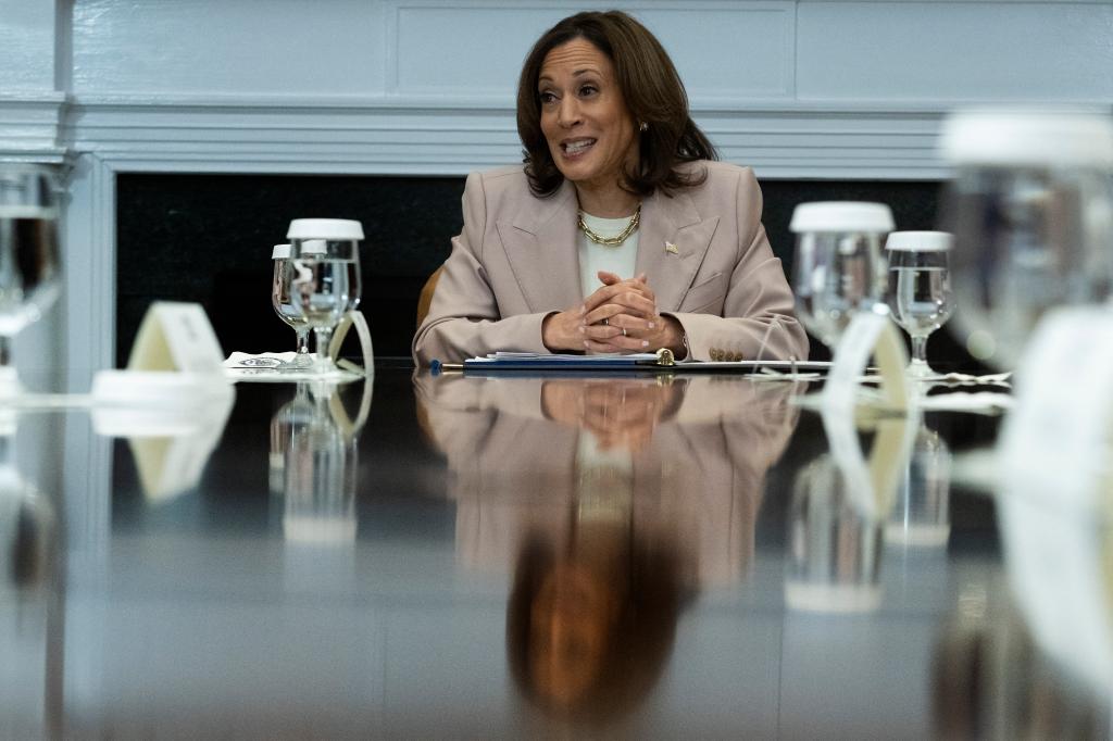 Vice President Kamala Harris attends an event to discuss criminal justice reform at the White House in Washington, DC, on April 25, 2024. 