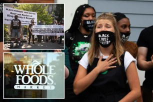 Savannah Kinzer, Whole Foods protesters and Whole Foods logo