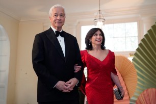 Jamie Dimon and wife Judith Kent at the White House on April 10 for the State Dinner in honor of Japanese Prime Minister Fumio Kishida.