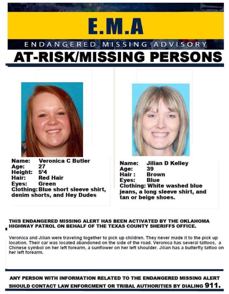 The missing persons poster for the two women.