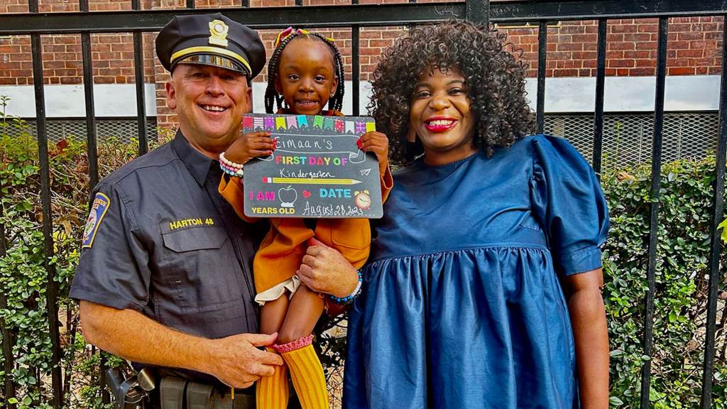 Det. Michael Harton was on duty at a movie theater in North Haven, Connecticut in March 2019, when a woman came running out of a movie with a baby in her arms.

