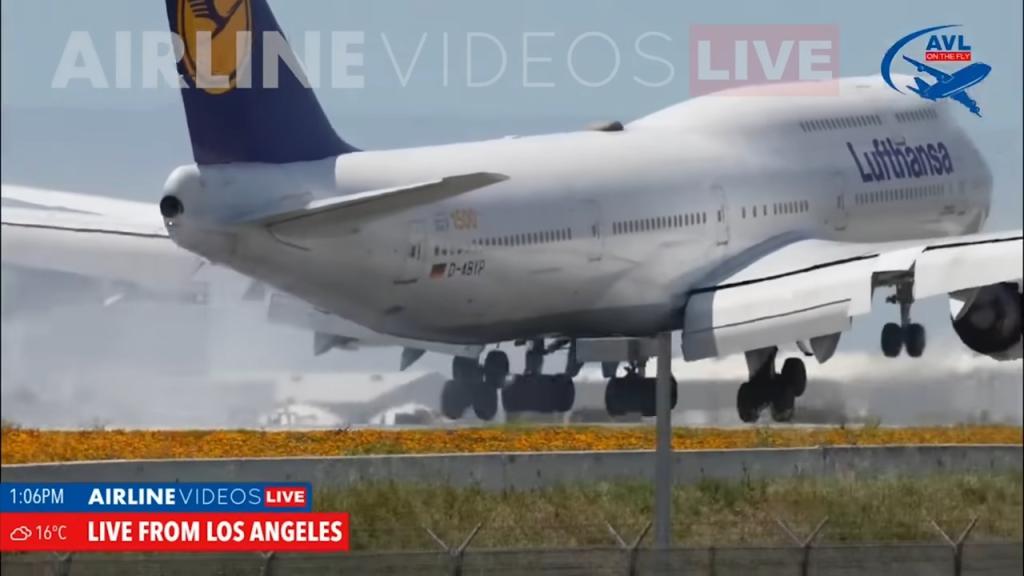 After its second failed landing, the pilot decided to abort as the video shows the 400-seat plane taking off into the sky once again. 
