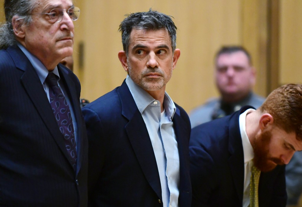 In this Jan. 8, 2020, file photo, Fotis Dulos, the estranged husband of a missing mother of five, is arraigned on murder and kidnapping charges in Stamford, Conn. 