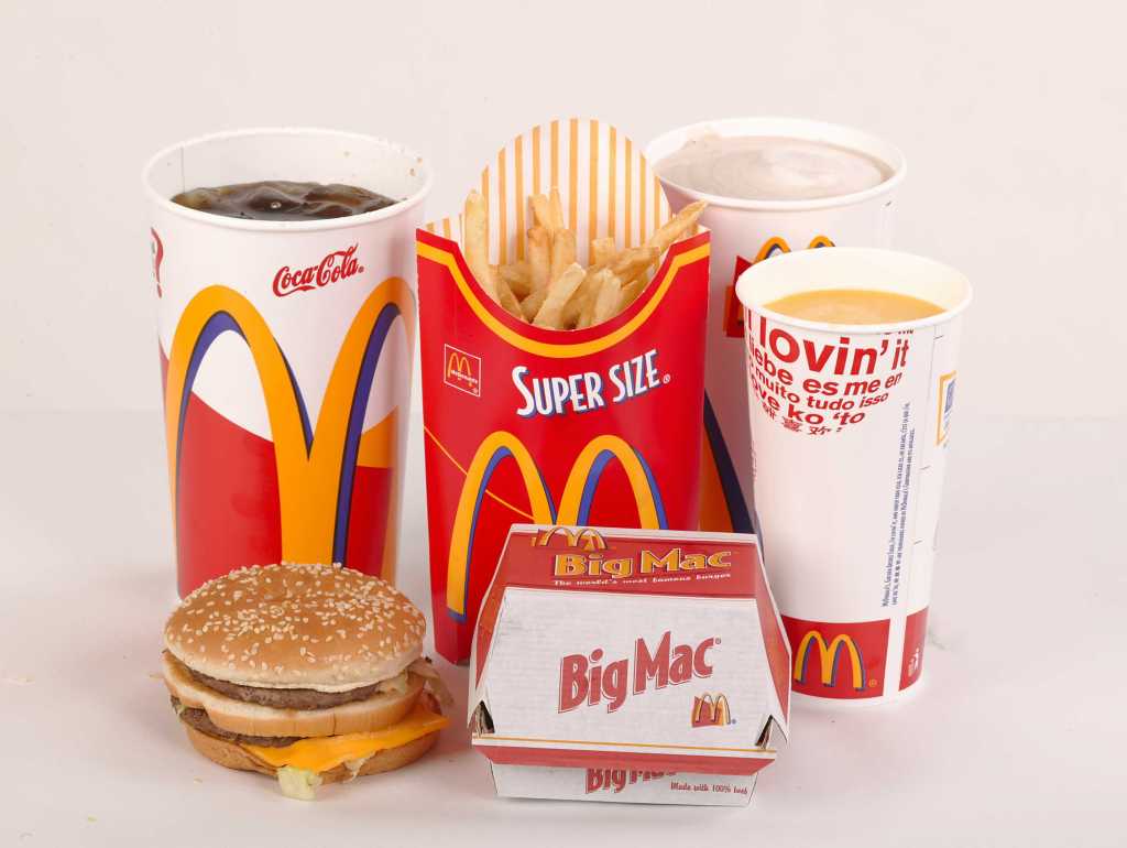 McDonald's Big Mac, super size fries and fountain sodas