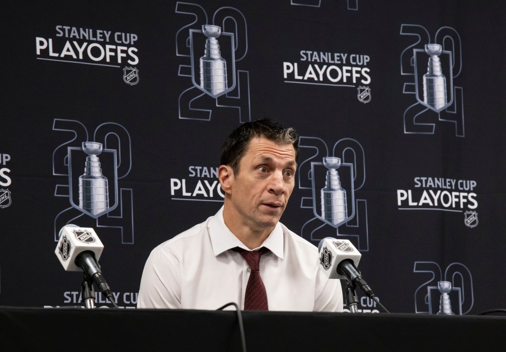 Rod Brind'Amour Head Coach of the Carolina Hurricanes addresses the media