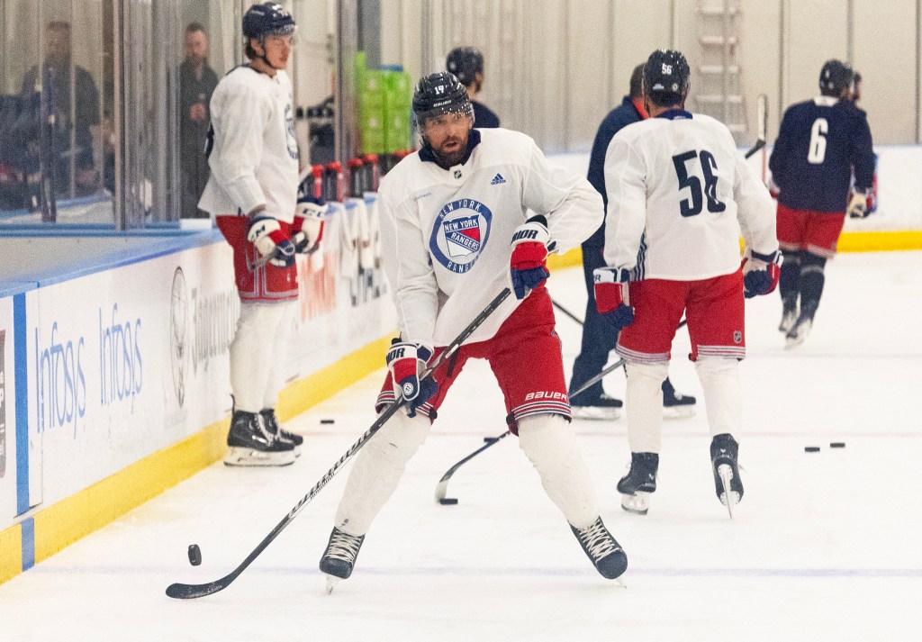 Blake Wheeler #17, during practice at the Rangers practice facility in Tarrytown, New York.