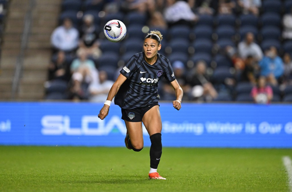 Washington Spirit forward Trinity Rodman (2) runs after the ball during the second half against the Chicago Red Stars on May 1, 2024.