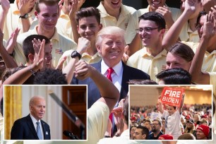 Boys Nation class of 2017 gathered with President Donald Trump in the White House Rose Garden
