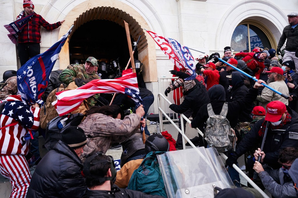 Protestors attacked a police officer at the US Capitol on Wednesday, January 6