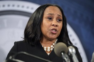Fulton County District Attorney Fani Willis speaks during a news conference, August 14, 2023, in Atlanta, Georgia.