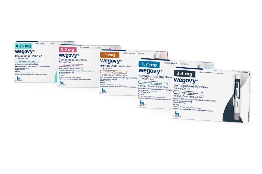 Packaging of Novo Nordisk's Wegovy drug from January 2023