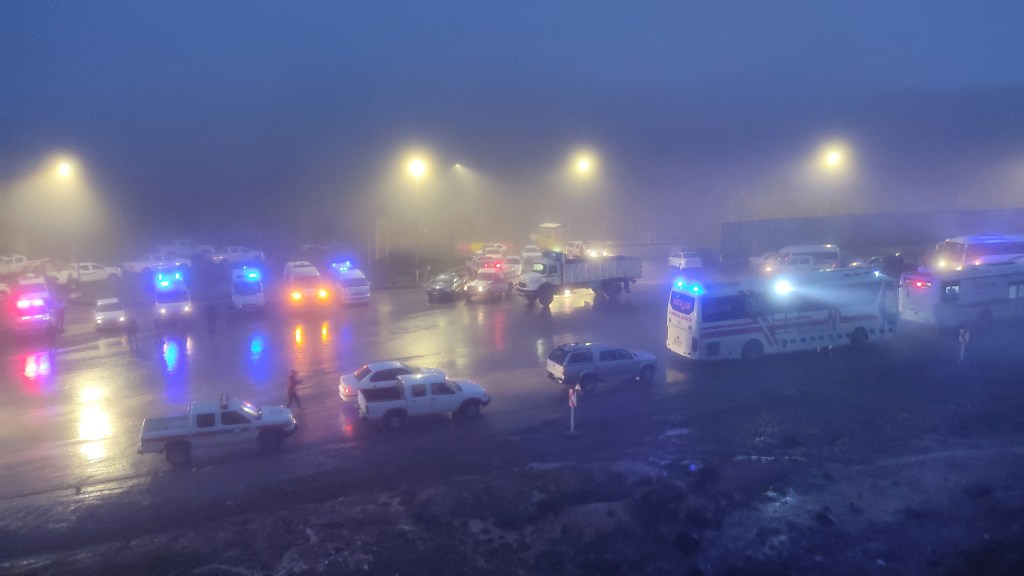 Rescue vehicles are seen following a crash of a helicopter carrying Iran's President Ebrahim Raisi, in Varzaqan , East Azerbaijan Province, Iran, May 19, 2024.