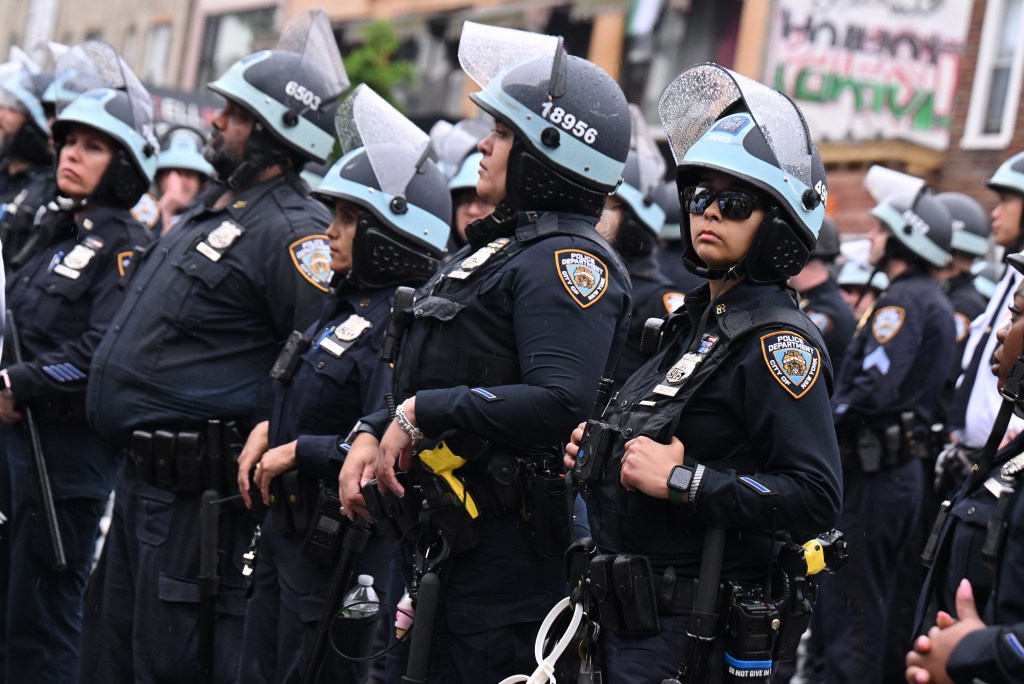 NYPD cops in riot gear.