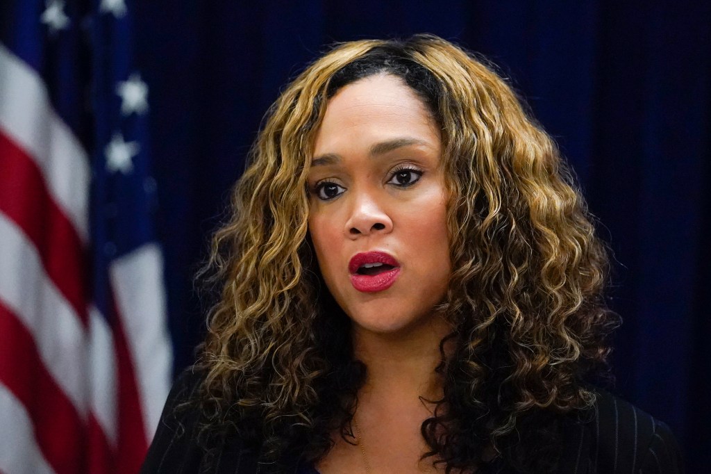 Maryland State Attorney for Baltimore City Marilyn Mosby speaks during a news conference, Oct. 11, 2022