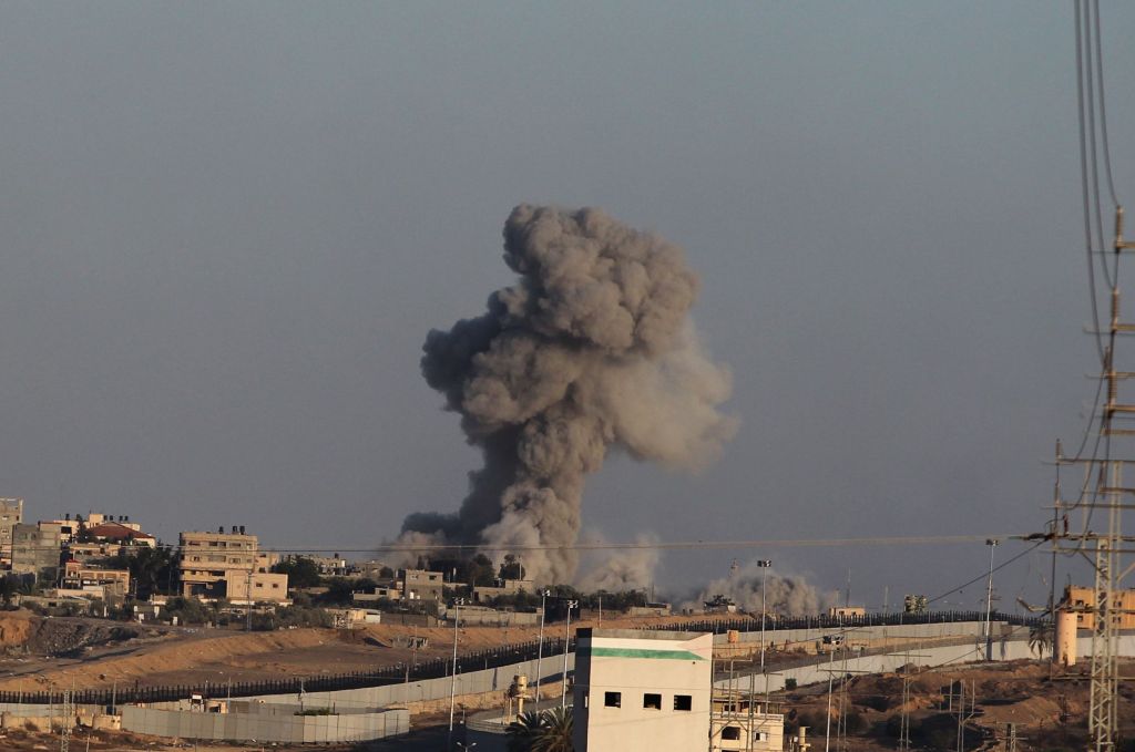 Smoke billows following an Israeli airstrike in Rafah on Tuesday.