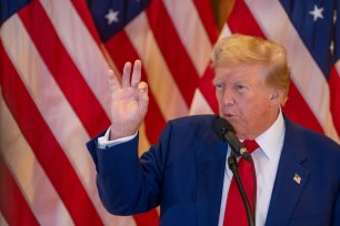 Former President and Republican Presidential candidate Donald Trump speaks during a press conference at Trump Tower on May 31, 2024 in New York City.