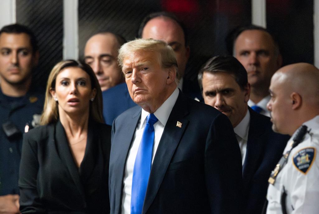 Former US President and Republican presidential candidate Donald Trump walks to speak to the press after he was convicted in his criminal trial at Manhattan Criminal Court in New York City, on May 30, 2024.