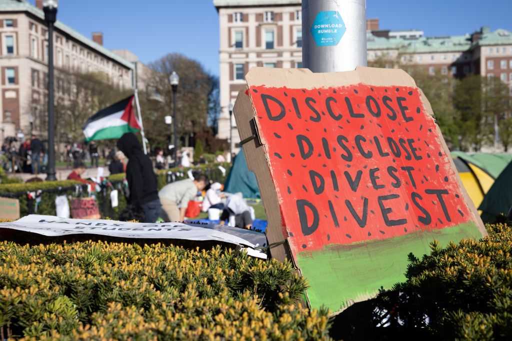 Students at Columbia had a ''Gaza Solidarity Encampment" on the lawn by Butler Library.