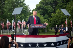 Donald Trump speaks at a campaign event at Crotona Park in the South Bronx on Thursday, May 23, 2024 in New York City.