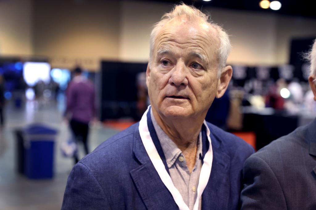 Actor Bill Murray walking through the convention floor at the Berkshire Hathaway annual shareholder's meeting in Omaha, Nebraska