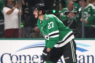 Mason Marchment of the Stars celebrates after scoring a goal against the Oilers during the third period in Game 2 of the Western Conference Final.