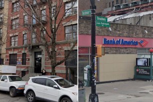 A composite photo of two crime scene locations. One at Broadway and Dyckman Street in Manhattan and one on Washington Avenue in the Bronx.