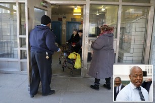 Photo of security guard at NYCHA facility in brooklyn.