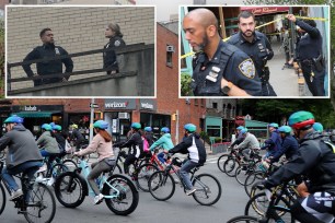 A woman fell from an elevated position in Greenwich Village Sunday