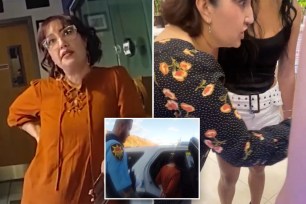 Newly emerged video shows the enraged Utah diner who went wildly viral for yanking down a teenager’s skirt pleading her case to cops after her arrest -- telling them that she was "applauded" by others.