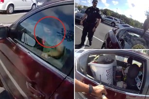A Florida Sheriff's deputy smashed a window to free a child locked in a hot car.