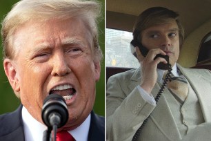 Donald Trump talking on a phone