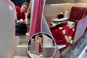 The designer of the much-ridiculed double-decker airline seats -- which spawned a thousand memes -- has now rolled out a prototype for first class.