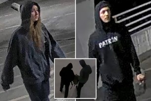 The thieving duo raided the Kings Plaza Mall on Avenue U near Flatbush Avenue around 11:40 p.m. Saturday after walking through the parking garage and prying open a door, cops said.