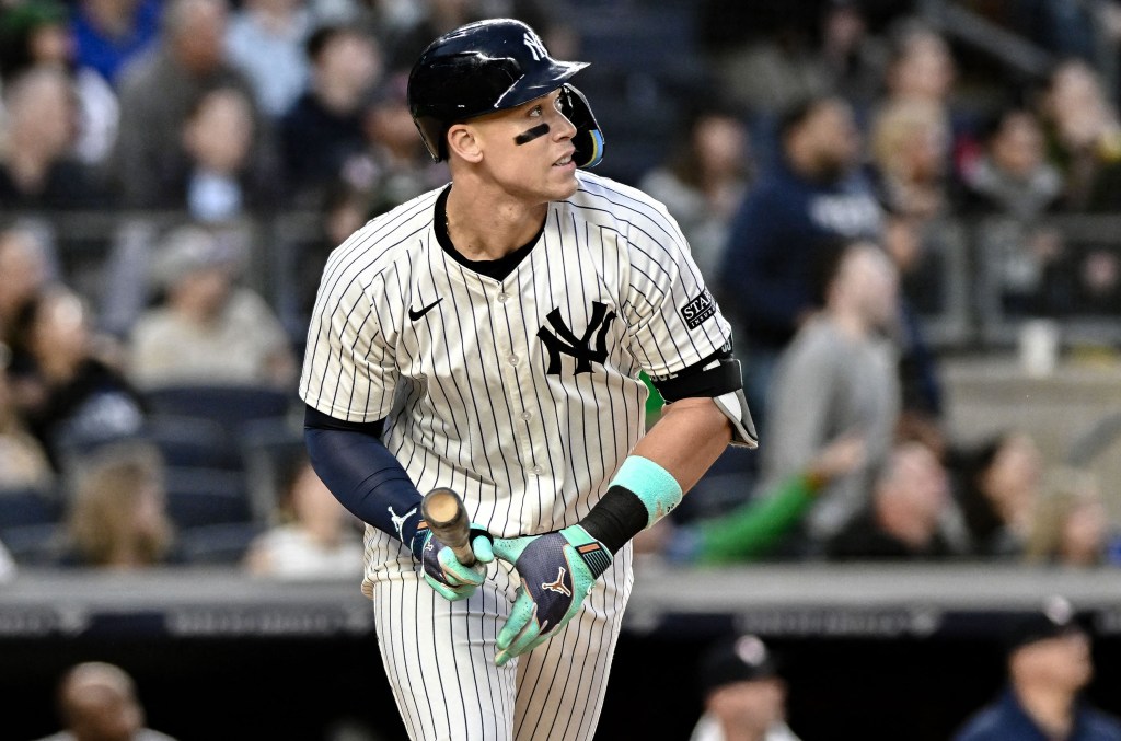 Aaron Judge belts a solo homer during the eighth inning of the Yankees' loss.