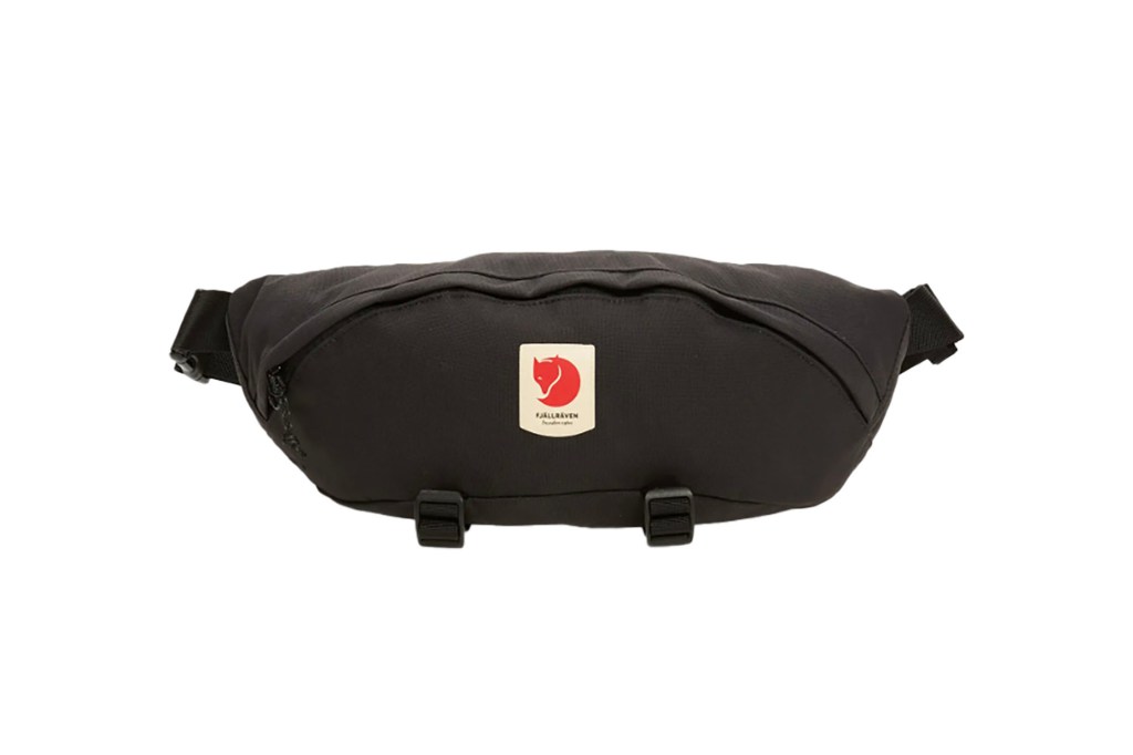 A black belt bag with straps