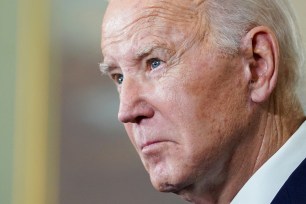 President Joe Biden looks on as he holds a press conference about his meeting with Chinese President Xi Jinping before the start of the Asia-Pacific Economic Cooperation (APEC) summit in Woodside, California.