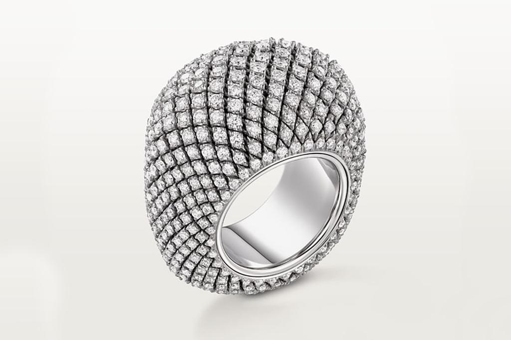 Coussin de Cartier  ring in 18-k white gold with diamonds, $83,500, at Cartier, 2100 Northern Blvd., Manhasset, LI