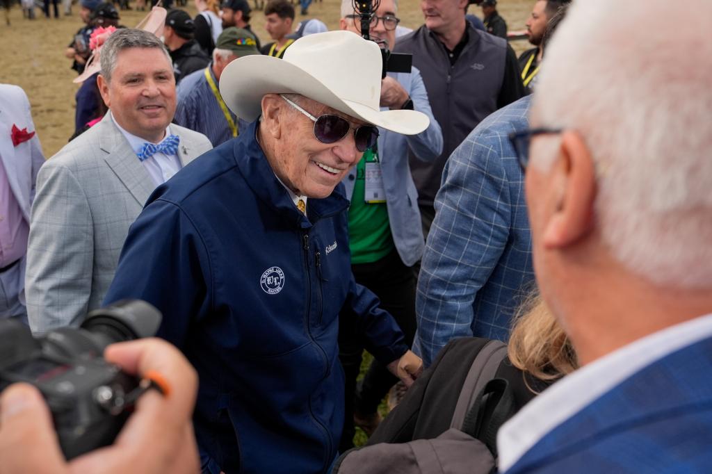 D. Wayne Lukas is all smiles after winning his seventh Preakness Stakes.