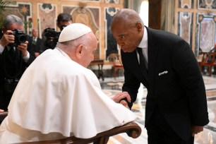 Pope Francis and Eric Adams at the Vatican.
