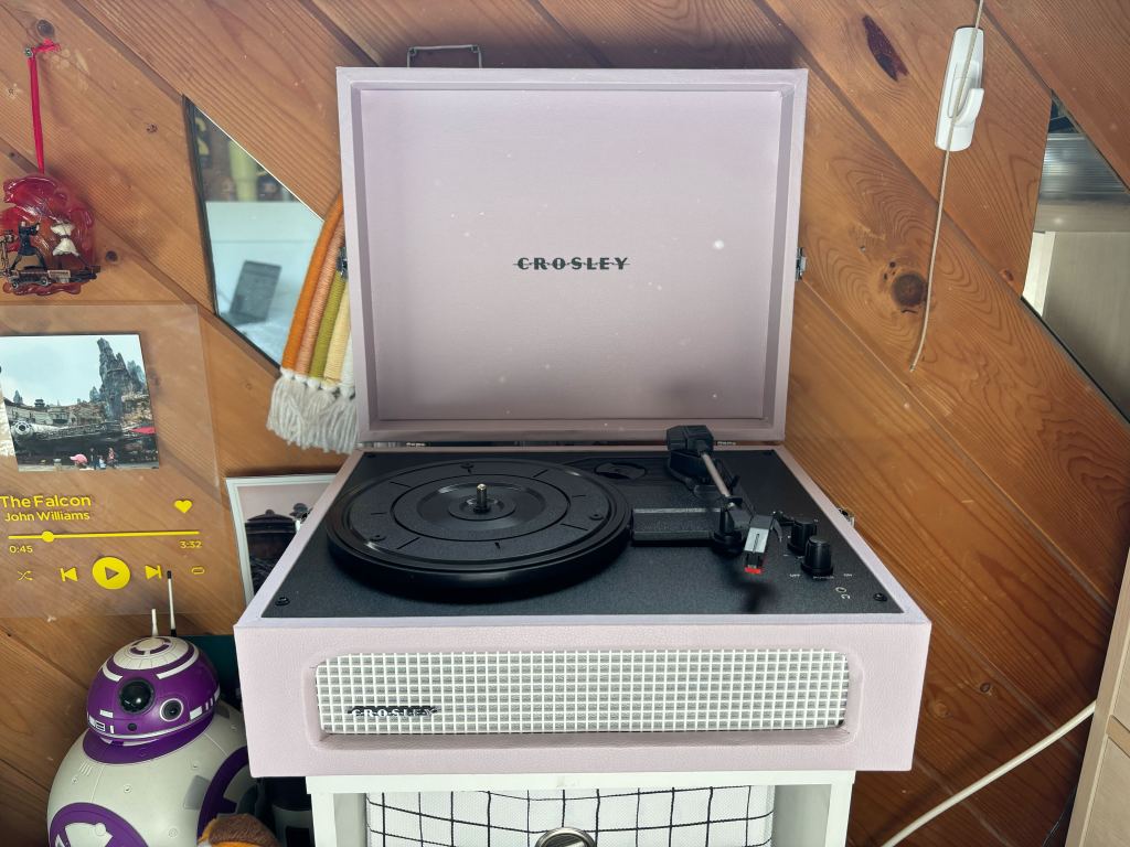 A record player on a table