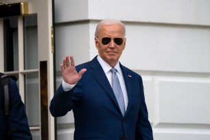 President Joe Biden exits the South Portico before boarding Marine One en route to San Francisco.