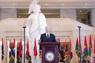 President Joe Biden delivers the keynote address at the US Holocaust Memorial Museum.