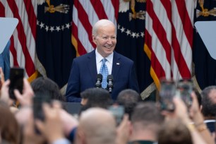 President Joe Biden hosts a Cinco de Mayo reception in the Rose Garden at the White House in Washington, DC, May 6, 2024.