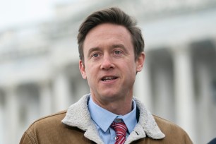 Denver Mayor Mike Johnston speaks during a press conference talking about the migrant crisis and the toll on United States cities at the United States Capitol.