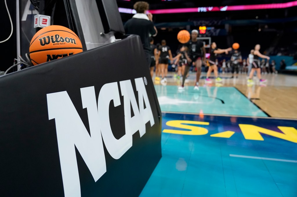 South Carolina players work out during a practice at the Women's Final Four